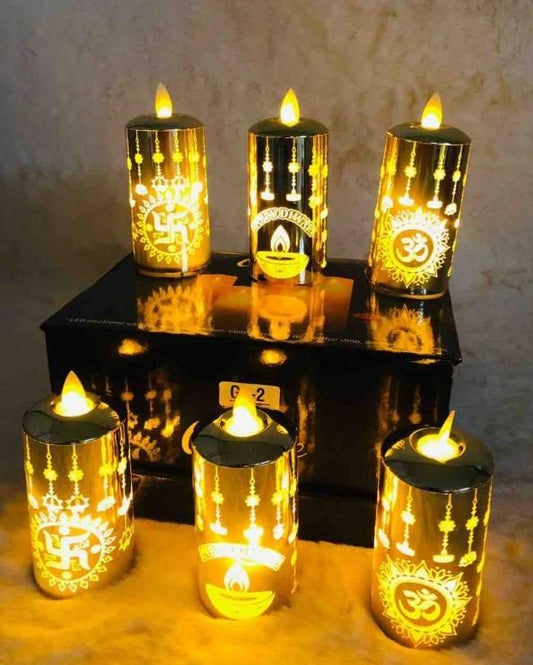 🪔 “Realistic Moving Flame LED Candles — Perfect for Diwali Decorations, Mandir & Pooja Lighting!”
